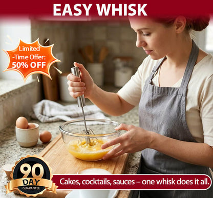 🔥 50% OFF! ⏳ Semi-Automatic Stainless Steel Whisk – AeroSpin Tech Eliminates 94% Wrist Strain, Bidirectional Mixing & No Cords – Perfect Eggs in 3 Seconds ✨