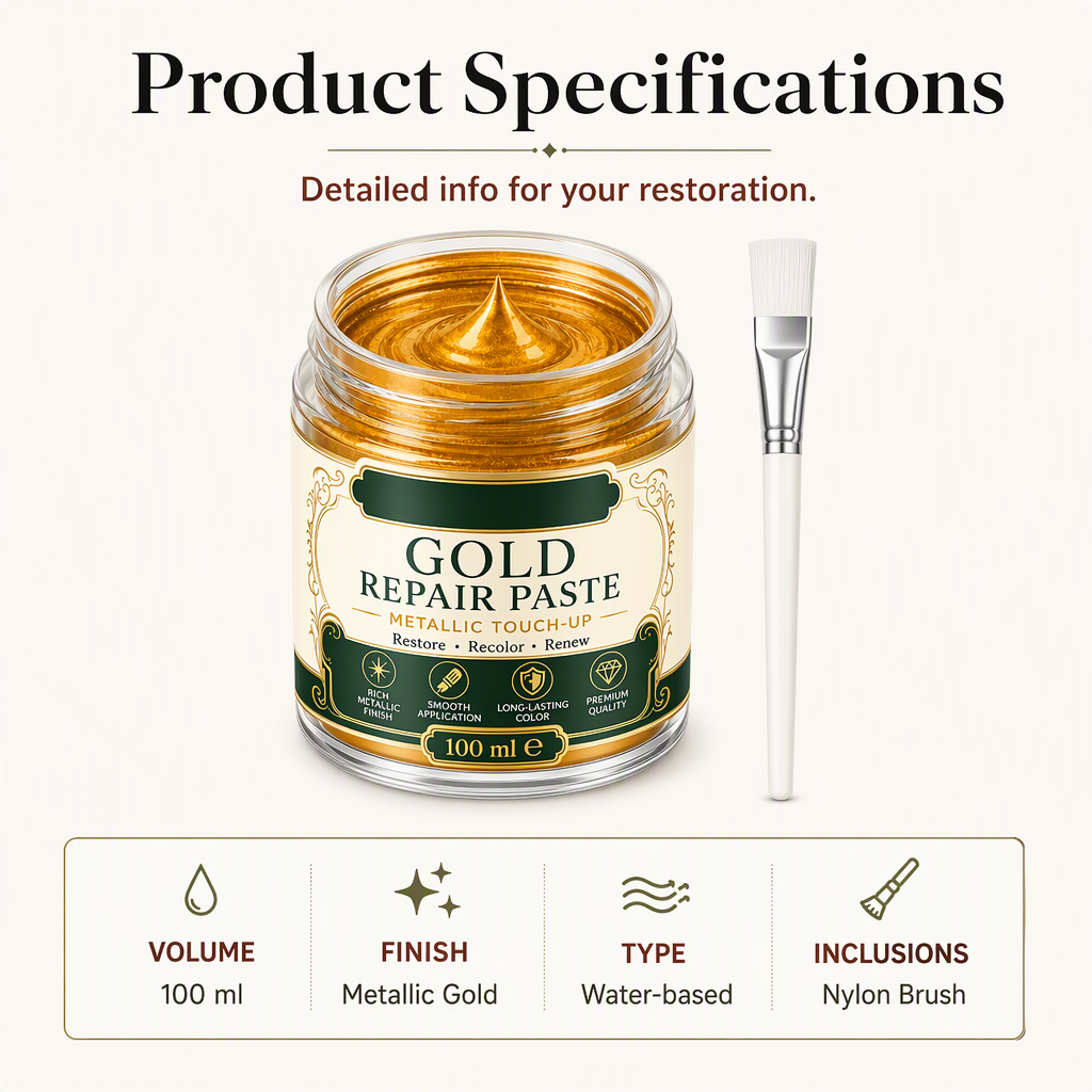 Gold/Silver Metallic Refinishing Repair Paste with Brush