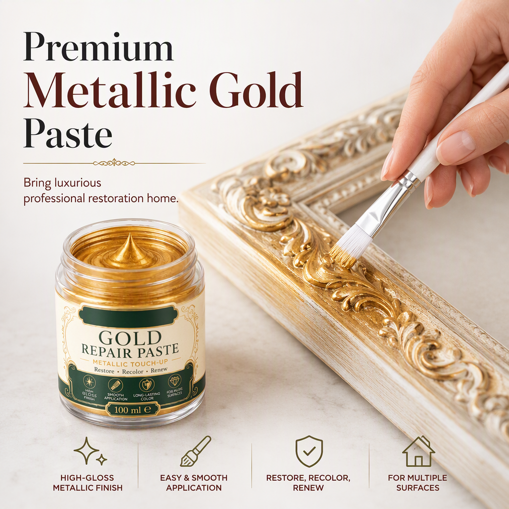 Gold/Silver Metallic Refinishing Repair Paste with Brush