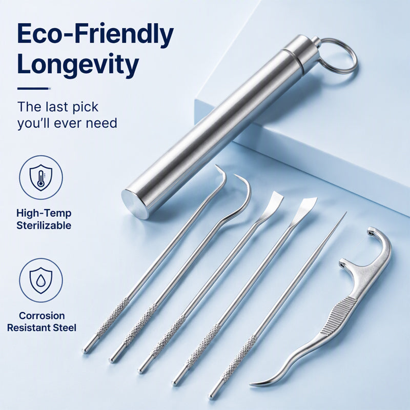🔥 50% OFF Today! Reusable Stainless Steel Toothpick Set 🦷 Durable & Hygienic