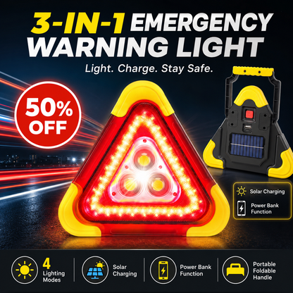 🥳2026 HOT SALE🥳💞50K+ SOLD!💥☀️🚨 Don‘t Just Warn, Be Prepared. 3-in-1 Emergency Tool – Light, Charger, Safety. Half Price! 💡📱