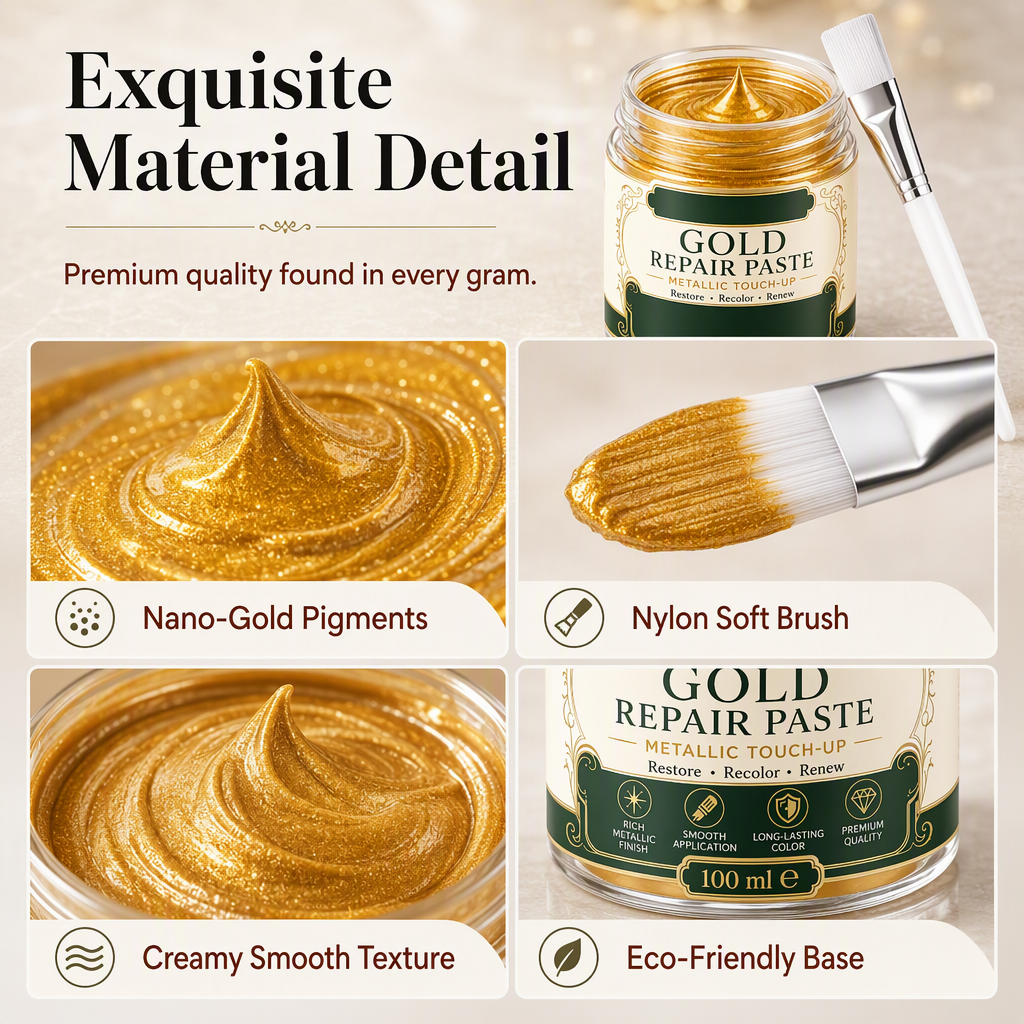 Gold/Silver Metallic Refinishing Repair Paste with Brush