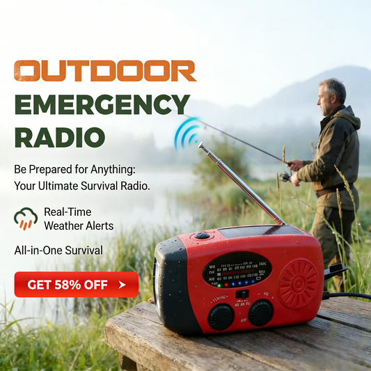 🔋 Multifunctional Portable Solar Emergency Radio – Power Bank, Hand Crank & Weather Alert for Outdoor & Crisis Preparedness ⚡