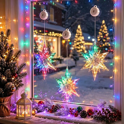 ⏳LAST DAY SALE ONLY $23.99!!🎄❄️ DIY Christmas Snowflake Suction Cup LED Lights ✨ | Battery Operated, Warm & Multi-Colour, Window Suction Lights, Christmas Home & Party Decor