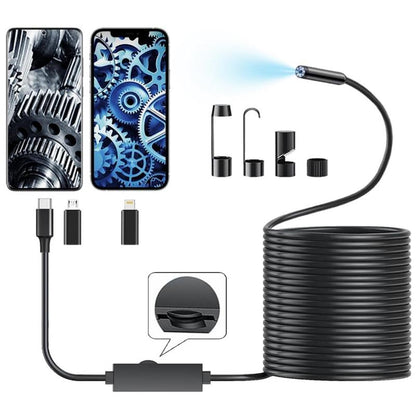 🏆TechView™🇬🇧HD Endoscope Camera for iPhone & Android – 1920P Inspection Scope with 8 Adjustable LED Lights 🔍📱