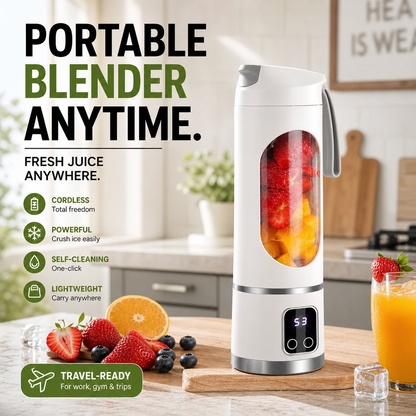 🍊🥤 450 ml Portable Cordless Blender | Digital LED Display, Dual Lid & 30-Second Blend