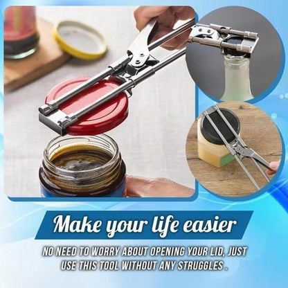 🥳2026 HOT SALE🥳💞50K+ SOLD! 🔥 50% OFF! Adjustable Stainless Steel Jar & Bottle Opener – toothed grip, anti-slip lock, fits lids up to 10cm. Less effort, easier opening! 🛡️💪