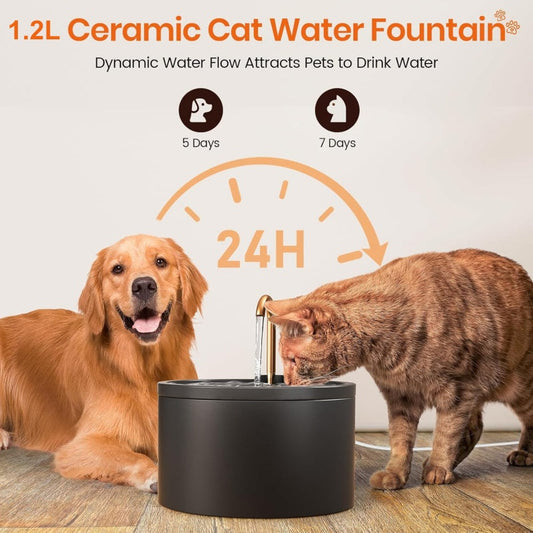 🎉 2026 Sale — Over 35,000 Sold! 🐱 Ceramic Pet Water Fountain – Faucet Style, Ultra-Quiet, Filtered – Encourages Healthy Hydration! 💦