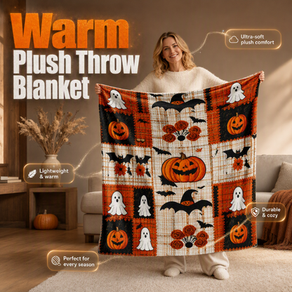 🎃👻 Plush Throw Blanket – The Perfect Halloween Decoration for Your Home