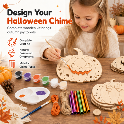 📢📢BUY 1 GET 1 FREE!  !! ⏰ Halloween Wooden Pumpkin Craft Kit | DIY Wind Chime 🎃
