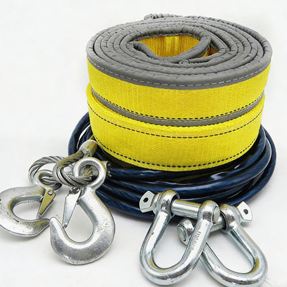 🚗 Heavy-Duty Tow Rope with U-Shackle Hooks