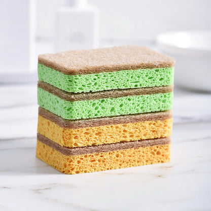 Kitchen Fiber Sponge Scrub Pad for Dishes and Pans, 3-Pack