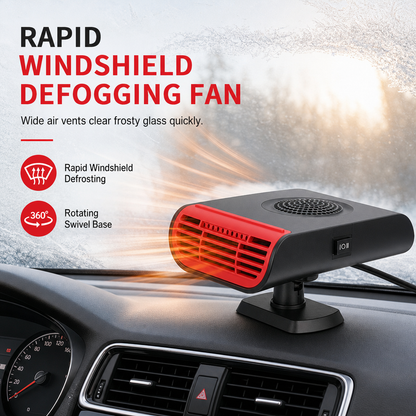 ❄️50% OFF NOW! 12V/24V Car Windshield Defroster Defogger Fan – Portable Auto Heater with 360° Rotating Base, Fast Window Ice & Fog Removal for Vehicle