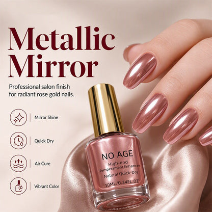 ✨50% OFF NOW! Quick Dry Metallic Mirror Nail Polish – Air Cure Rose Gold Mirror Shine Nail Varnish, Vibrant Glossy Finish, 10ML Salon Nail Art Polish