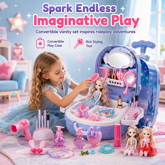 👑50% OFF💖Girls Vanity Toy Set with Dolls and Beauty Accessories🎀