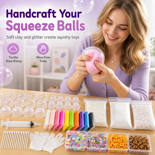 ⏳🔥LIMITED-TIME 50% OFF! ⏰DIY Clay Squeeze Ball Craft Kit Slow Stress Relief Handmade Toy Set for Kids
