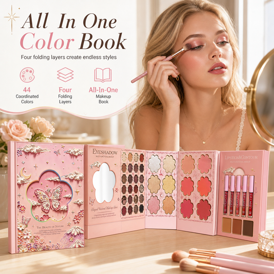 44 Colors 4-Layer Book Style Makeup Palette All-in-One Set with Eyeshadow Blush Highlighter Contour Lipstick and Lip Gloss